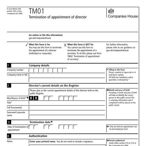 Document preview: How to Complete TM01: Director Termination Process Explained — Business
