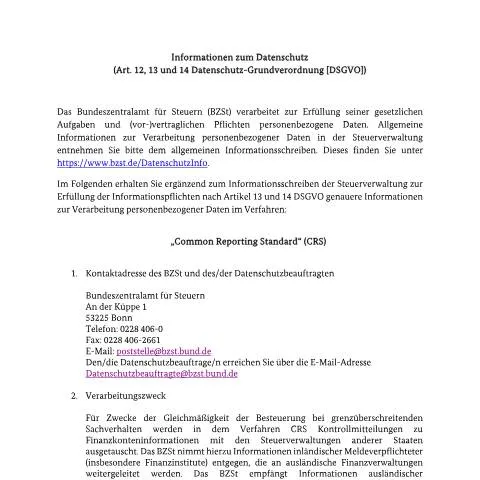 Dokumentvorschau: CRS: Automatischer Informationsaustausch verstehen — Behörden & Verwaltung (CERFA n°Common_Reporting_Standard)