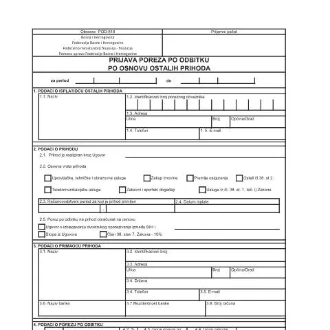 Document preview: Obrazac POD-818: Prijava poreza po odbitku — Porezi i fiskalnost (CERFA n°POD-818)