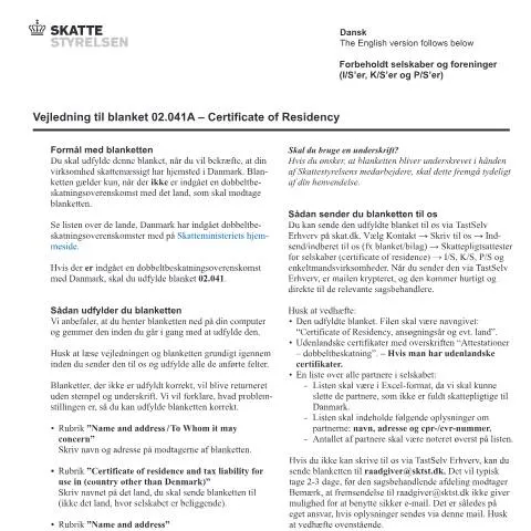 Document preview: Forståelse af certifikat 02.041A for virksomheder — Skatter & skat (CERFA n°02.041A)