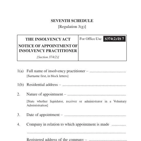 Document preview: Understanding the IS7: Essential for Insolvency Practitioners — Government & admin (CERFA n°Notice-of-appointment-of-Insolvency-Practitioner-_IS7)