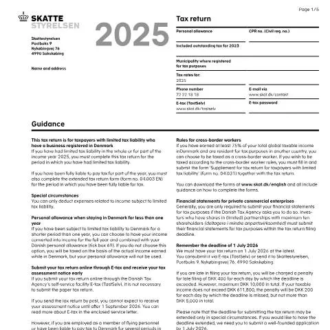 Document preview: Naviger det danske skattesystem med Formular 04.009 — Skatter & skat (CERFA n°04.009)