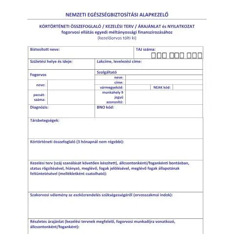 Document preview: Nemzeti Egészségbiztosítási Alapkezelő FNMT.152.K nyomtatvány — Egészség (CERFA n°FNMT.152.K)
