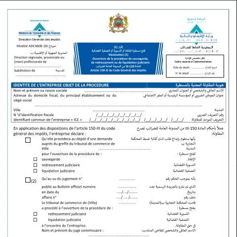 Aperçu du document Déclaration d'ouverture de procédure judiciaire à la CNSS — Impôts & fiscalité (CERFA n°ADC460B-26I)