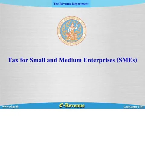 Document preview: การสนับสนุน SMEs ด้วยระบบภาษีที่เหมาะสม — ภาษี & การเงิน