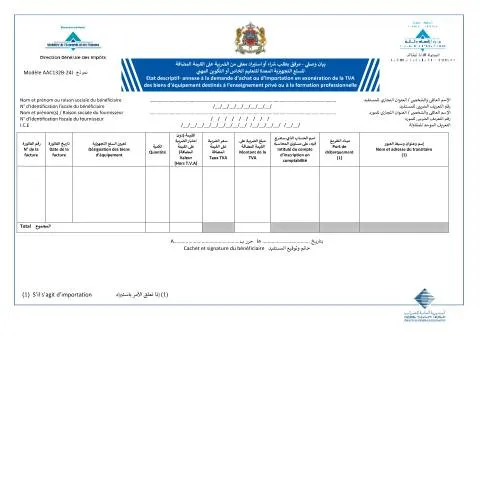 Aperçu du document Formulaire d'état descriptif pour exonération TVA biens éducatifs — Impôts & fiscalité (CERFA n°AAC132B-24I)
