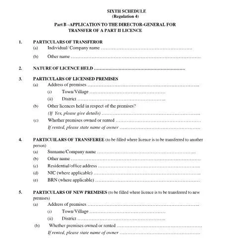 Document preview: Understanding the Transfer Process for Part II Licence in Mauritius — Government & admin (PartBApplicationDirectorGeneralTransferPartIIlicence)