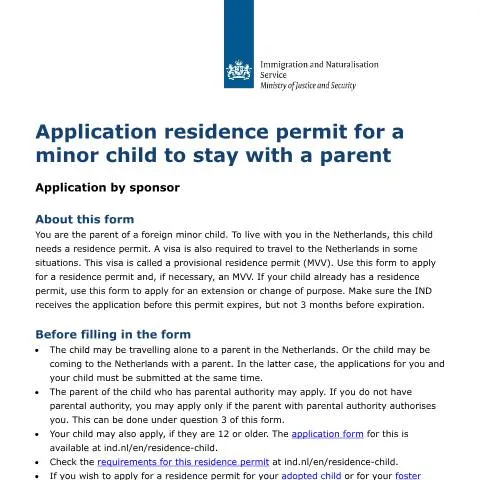 Documentvoorvertoning: Verblijfsvergunning voor minderjarige kinderen aanvragen — Immigratie & visa (CERFA n°B07004E)