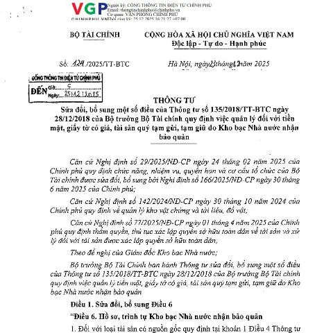Document preview: Thông tư 124/2025/TT-BTC: Tầm Quan Trọng và Quy Trình Nộp Hồ Sơ — Thuế & tài chính (CERFA n°124/2025/TT-BTC)
