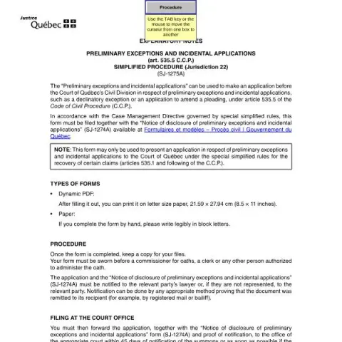 Document preview: Understanding SJ-1275A: Preliminary Exceptions & Incidental — Legal & justice (SJ-1275A)