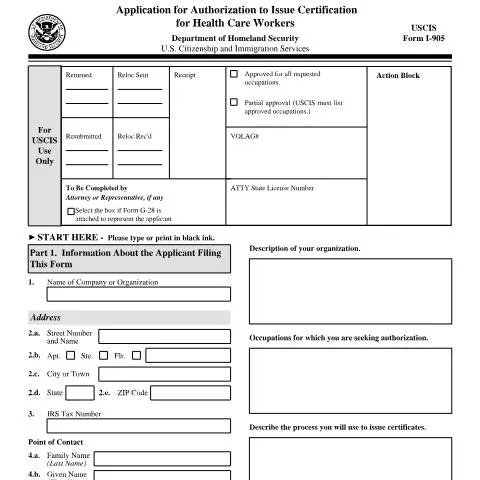 Document preview: Navigating USCIS Form I-905 for Health Care Certification — Immigration & visas (CERFA n°I-905)