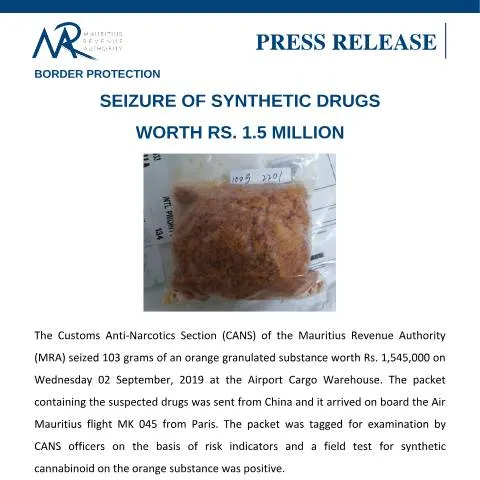 Document preview: MRA's Major Seizure: Rs. 1.5 Million in Synthetic Drugs — Government & admin (PressRelease240920)