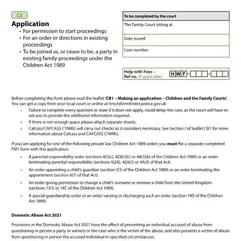 Document preview: How to Apply for Changes in Existing Children Court Cases Using Form — Family