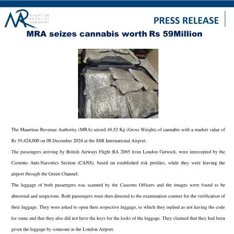 Document preview: Understanding the Impact of MRA's Rs 59 Million Cannabis Seizure — Government & admin (Seizure59M)
