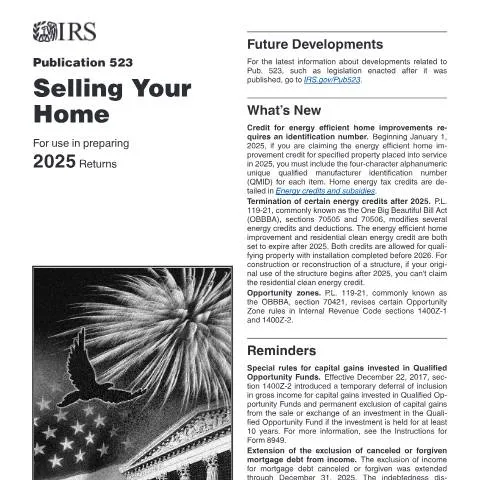 Document preview: Understanding IRS Publication 523 for Home Sales — Taxes (CERFA n°PUB-523)