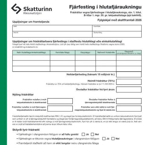 Document preview: Skattfrádráttur fyrir fjárfestingar í hlutafjáraukningu — Skattar & fjármál (CERFA n°RSK 3.29)