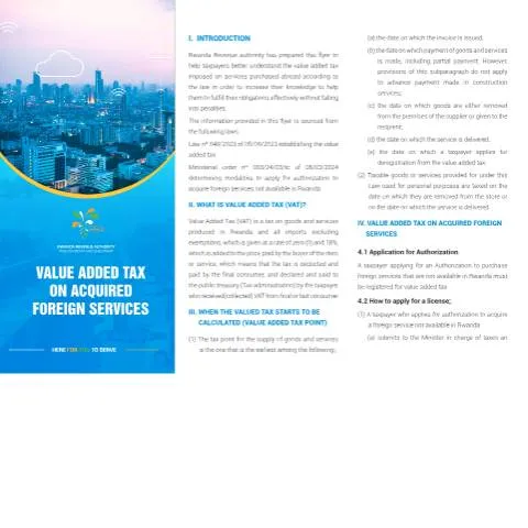 Document preview: Understanding VAT on Foreign Services in Rwanda: A 2024 Guide — Government & admin (CERFA n°Brochure_VAT_on_acquired_Foreign_Services_2024-Engl)