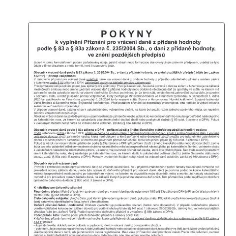 Document preview: Úspěšné vyplnění přiznání k vrácení DPH podle českého zákona — Daně a fiskální záležitosti (CERFA n°25 5573/1)