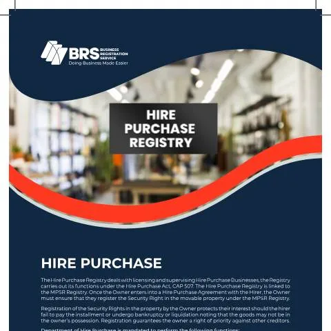 Document preview: The Role of the Hire Purchase Registry in Kenya's Economy — Government & admin (CERFA n°Hire-Purchase-Registry)