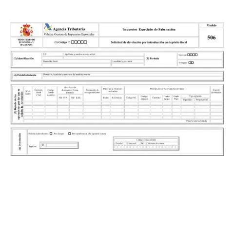 Vista previa del documento Solicitud de devolución con Modelo 506 en depósito fiscal — Impuestos (506)