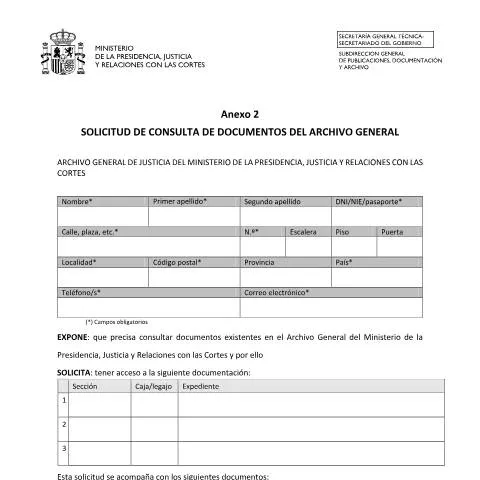 Vista previa del documento Acceso a Documentos en el Archivo General de Justicia — Trámites administrativos