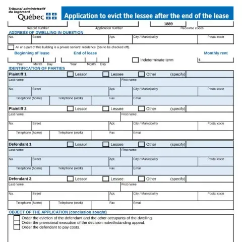 Document preview: How to File an Eviction Application After Lease Termination in Quebec — Housing (TAL-005A-E)