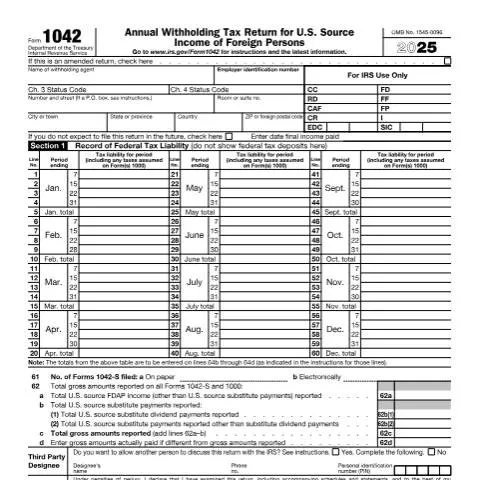 Document preview: Essential Insights on IRS Form 1042 for Withholding Agents — Taxes (CERFA n°1042)