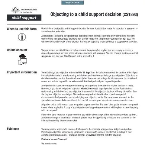 Document preview: Understanding Your Right to Object to a Child Support Decision in — Government & admin (CERFA n°CS1893)