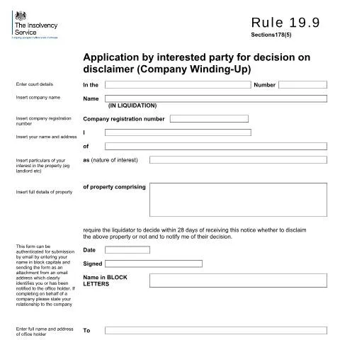 Document preview: Understanding Rule 19.9 Applications for Disclaimers in UK Company — Legal & justice