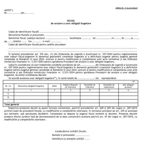 Document preview: Importanța Deciziei OMF 5521/2024 în gestionarea datoriilor fiscale — Impozite & fiscalitate (CERFA n°A9_OMF_5521_2024)