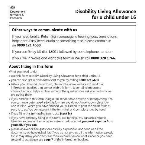 Document preview: Disability Living Allowance for Children: Comprehensive Claim Guide — Health