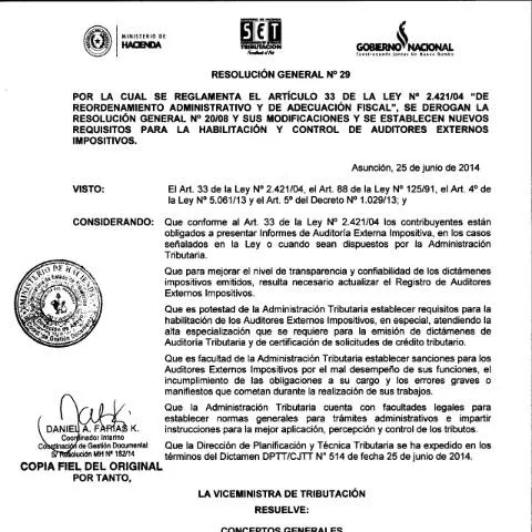 Vista previa del documento Resumen de la Resolución General N° 29 Paraguay — Impuestos