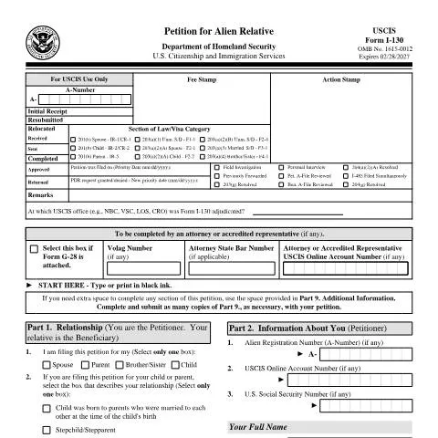 Document preview: Understanding USCIS Form I-130 for Family Immigration — Immigration & visas (CERFA n°I-130)