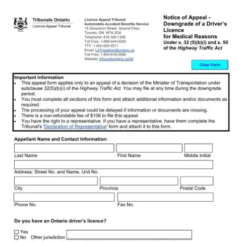 Document preview: Understanding the Driver Licence Downgrade Appeal Process in Ontario (English / French) — Vehicle & driving (02024E)