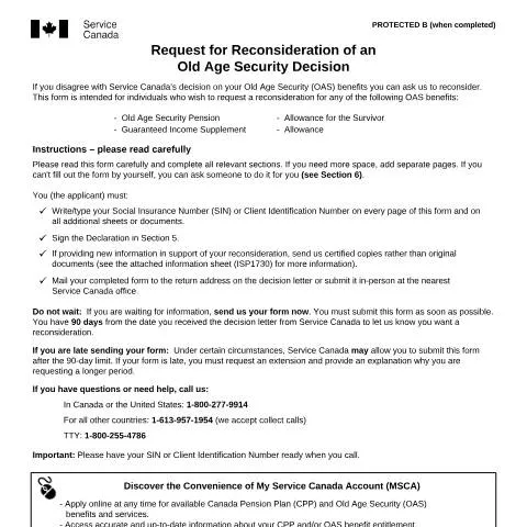 Document preview: Request for Reconsideration of Old Age Security Decision — Health (CERFA n°ISP3134)