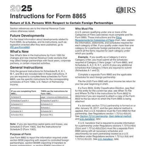 Document preview: Mastering Form 8865: IRS Guidance for Foreign Partnerships — Taxes (CERFA n°INST-8865)
