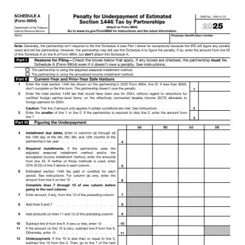 Document preview: The Importance of Form 8804SA in Partnership Taxation — Taxes (CERFA n°8804SA)