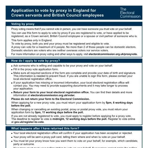 Document preview: Guide to Proxy Voting for Crown Servants and British Council Employees — Government & admin