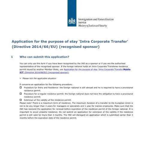 Documentvoorvertoning: Gids voor het indienen van een ICT-aanvraag in Nederland — Immigratie & visa (CERFA n°7560)