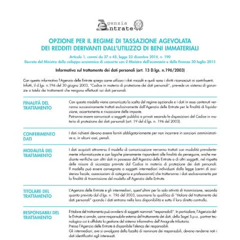 Anteprima documento Opzione per tassazione agevolata dei beni immateriali — Tasse e fisco
