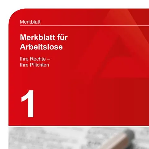 Dokumentvorschau: Einführung in das Merkblatt BA036520 für Arbeitslose — Arbeit & Beschäftigung (CERFA n°merkblatt-fuer-arbeitslose_ba036520)