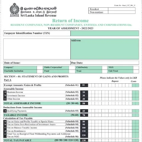 Document preview: Comprehensive Guide to Asmt_CIT_001_2022 for Sri Lankan Companies — Taxes (CERFA n°Asmt_CIT_001_2022)