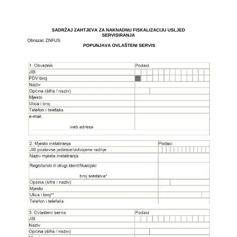 Document preview: Sve što trebate znati o Zahtjevu za naknadnu fiskalizaciju ZNFUS — Pravno i pravda (CERFA n°ZNFUS)