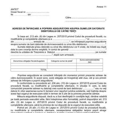 Document preview: Importanța popririi asigurătorii în sistemul fiscal românesc — Impozite & fiscalitate (CERFA n°A11_OPANAF_63_2017)