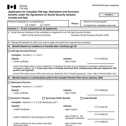 Document preview: Your Guide to Applying for Old Age Benefits in Canada — Retirement & pension (CERFA n°ISP5054-ITA)