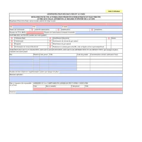 Aperçu du document Procédure de demande pour les produits énergétiques et électricité — Démarches administratives (CERFA n°ACC_FORM_FR_ENERLEC-2017-03-20)