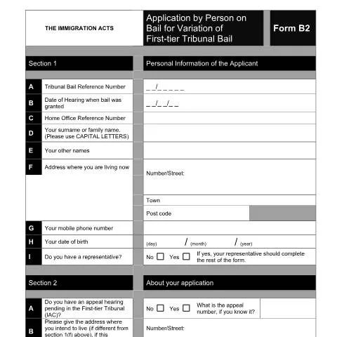 Document preview: How to Apply for Immigration Bail Variation Using Form B2 — Legal & justice