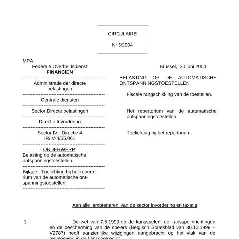 Aperçu du document Comprendre la fiscalité des appareils de détente automatiques en — Démarches administratives (CERFA n°Circulaire-AOT-30-juni)