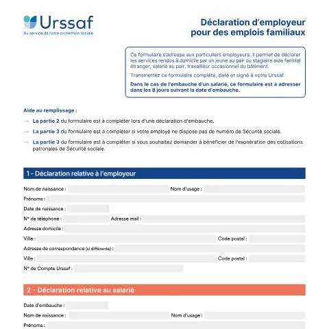 Aperçu du document Comment remplir la déclaration d'embauche emploi familial 11469*03 — Emploi & travail (CERFA n°11469*03)