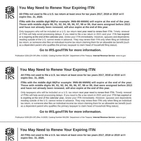 Document preview: Navigating IRS Publication 5256: A Must-Read for ITIN Holders — Taxes (CERFA n°PUB-5256)
